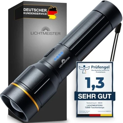 Afbeelding van LICHTMEISTER® zaklamp (2000 lumen, 5000 mAh batterij) oplaadbare LED extreem heldere [Energieklasse A]