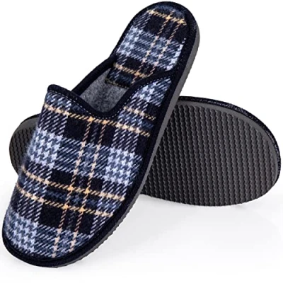 Afbeelding van ESTRO Pantoffels Heren Katoen Sloffen met Geheugen Antislipzool F17 (44, Blauw)