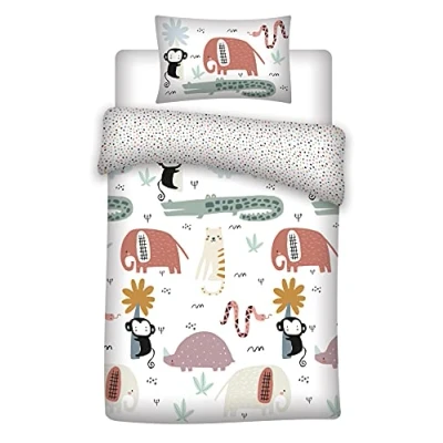 Afbeelding van Beddengoed Little Animals voor baby&#039;s of kleine bedden, dekbedovertrek 100 x 135 cm + kussensloop 40 60