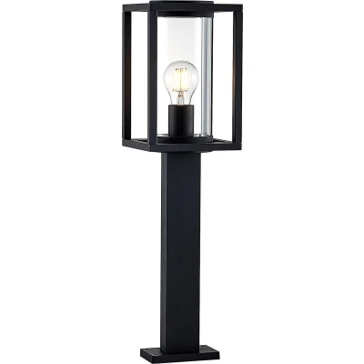 Afbeelding van Lucande Tuinpad verlichting 1licht aluminium, glas H: 60 cm E27 grafietgrijs (RAL 840 M)
