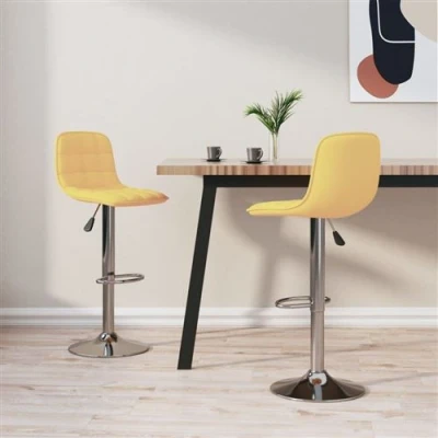 Image de vidaXL Tabourets de bar lot 2 jaune tissu333952