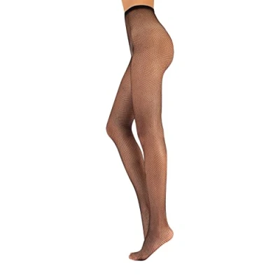 Afbeelding van Calzitaly Netpanty, klein, retro effect, vintage, zwart, natuurlijk, S, M/L, gemaakt in Italië, retro, dames (1 stuk), zwart.