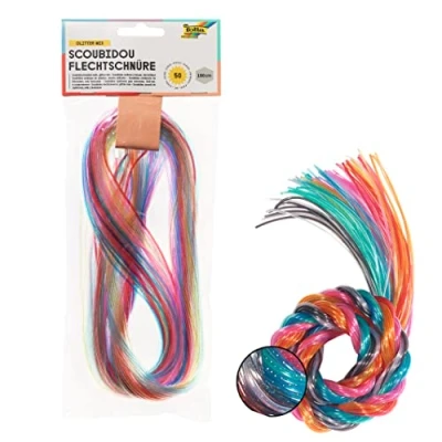 Afbeelding van Folia Scoubidou Draad Met Glitter, Pak 50 Draden Knutseldraad