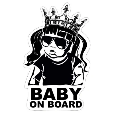 Afbeelding van baby on board Autosticker 12 x 7 cm Finest Folia UV bestendig weerbestendig waterdicht Hangover R045 (meisje, kroon)