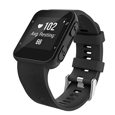 Afbeelding van MoKo Horlogebandje compatibel met Forerunner 35/30, zachte siliconen sporthorlogeband 6 schroeven en 2 schroevendraaiers voor 35 GPS Running smartwatch zwart