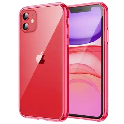 Afbeelding van JETech beschermhoes voor iPhone 11 (2019) 6,1“, schokabsorberend en krasbestendig, transparante schokbestendig (rood)