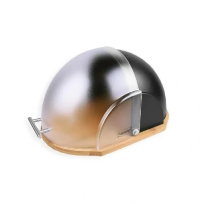 Afbeelding van Broodmand Feel Maestro MR 1678 BLACK Zwart Zilverkleurig Doorschijnend Hout, bamboe Plastic 25 x 20 35 cm
