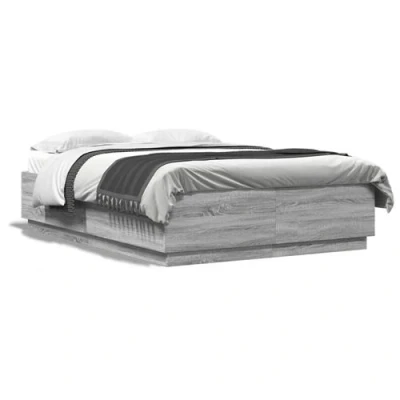 Afbeelding van vidaXL Bedframe met LED verlichting grijs sonoma eiken 160x200 cm
