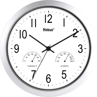 Afbeelding van Mebus 06992 Wandklok Kwarts 25.5 cm Zilver