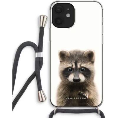 Afbeelding van Case Company® hoesje met Koord geschikt voor iPhone 12 mini Rocco Telefoonhoesje Zwart Extra Bescherming aan alle Kanten en Over de Schermrand
