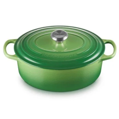 Afbeelding van Le Creuset Gietijzeren Ovale Braadpan In Bamboo Green 31cm 6,3l