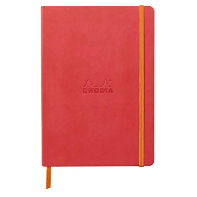 Afbeelding van RHODIA 117446C Notitieboek, zacht, koraal, A5, 14,8 x 21 cm, gestippeld, 160 pagina&#039;s, lichtbruin papier, 90 g/m², bladwijzer, elastische sluiting, kunstleer, collectie Rhodiarama
