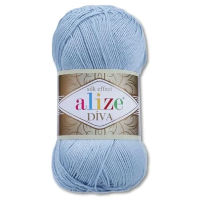 Afbeelding van Frida&#039;s Wollhaus Alize Diva breiwol, haken van microvezel, 100 g, 64 kleuren (350 azuurblauw)