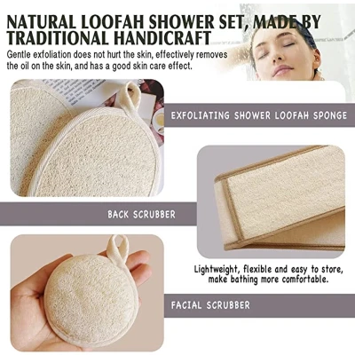 Afbeelding van Complete Natuurlijke Exfoliërende Badsponsset Lichaam &amp; Gezicht Duurzaam Katoen Plantaardige Vezels