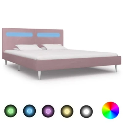 Afbeelding van Bedframe met LED stof roze 180x200 cm