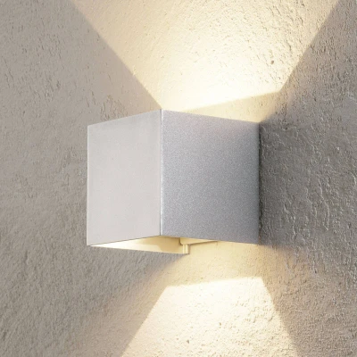 Afbeelding van LED buitenwandlamp Cube up/down 10cm aluminium