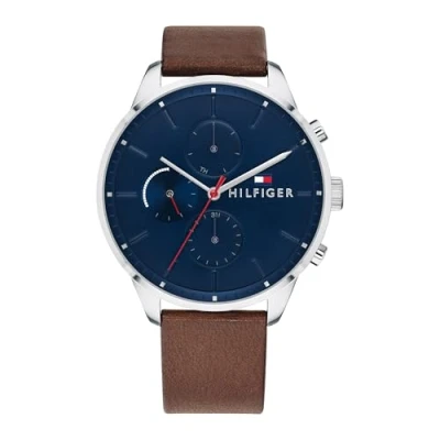 Afbeelding van Tommy Hilfiger Multifunctioneel analoog kwartshorloge voor heren met leren armband of roestvrijstalen mesh armband, Bruin, riem