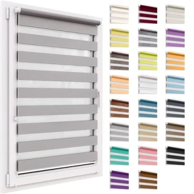 Afbeelding van Dubbel Rolgordijn Zonder Boren,85x220 cm Stofgrootte , Duo Rollo Klemmfix, Easyfix Lichtdoorlatend En Verduisterend, Day&amp;Night, Rolgordijn, Zonwerend Raamrolgordijn Voor Ramen &amp; Deuren
