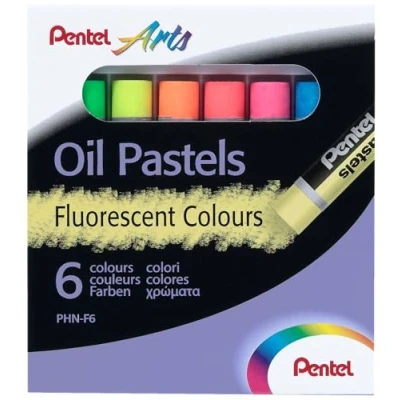 Afbeelding van Pentel Arts PHN Fluorescerende Oliepastels, doos met 6 verschillende kleuren