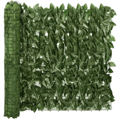 Afbeelding van Balkonscherm met donkergroene bladeren 400x75 cm