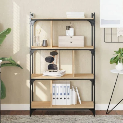 Afbeelding van Boekenkast 4 laags 76x32x123 cm bewerkt hout sonoma eikenkleur