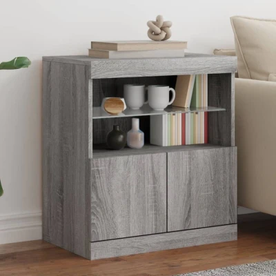 Afbeelding van Dressoir met LED verlichting 60x37x67 cm grijs sonoma eiken