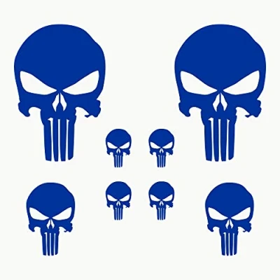 Afbeelding van Autodomy Schedel Stickers Pack van 8 stuks voor auto of motorfiets (blauw)