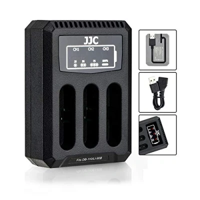Afbeelding van JJC Drievoudige USB batterijlader voor Ricoh GRIII WG 6, Olympus Tough TG 5, 4, 3, 2, 1, Stylus X Z2 iHS, SP 100 digitale camera‘s, DB 110