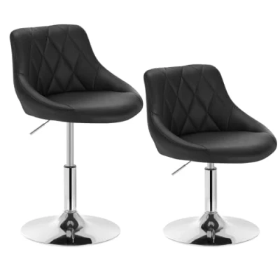 Afbeelding van WOLTU Set van 2 in hoogte verstelbare en draaibare toonbankkruk, bistrokruk kunstleer, metalen structuur, verstelbaar 42 58 cm, zwart, BH241sz