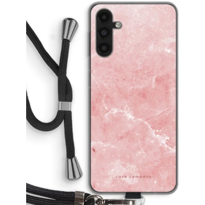 Afbeelding van Case Company® hoesje met Koord geschikt voor Samsung Galaxy A13 5G Roze marmer Telefoonhoesje Zwart Bescherming aan alle Kanten en Over de Schermrand