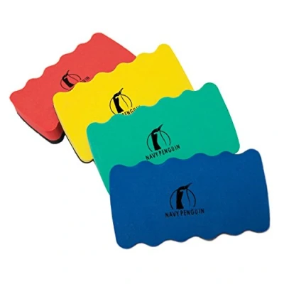 Afbeelding van Set van 4 Magnetische whiteboard sponzen bordwisser Met sterke magneten voor het chemisch reinigen je pennen en markers 10 x 6 2 cm