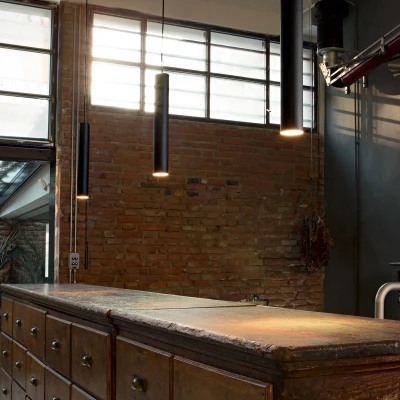 Afbeelding van LED hanglamp look in smalle vorm, zwart