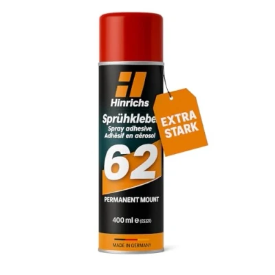 Afbeelding van Hinrichs Spuitlijm 400 ml extra sterk en waterdicht lijm voor dakhemel, stof, kunststof, papier, karton, polystyreen, metaal enz. knutselen, handwerk auto kleefspray