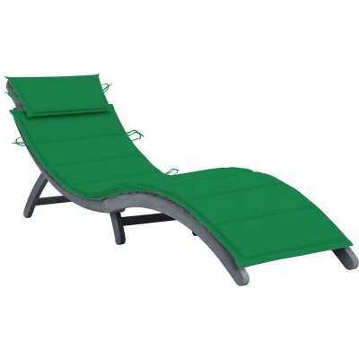 Afbeelding van vidaXL Ligbed met kussen massief acaciahout grijs