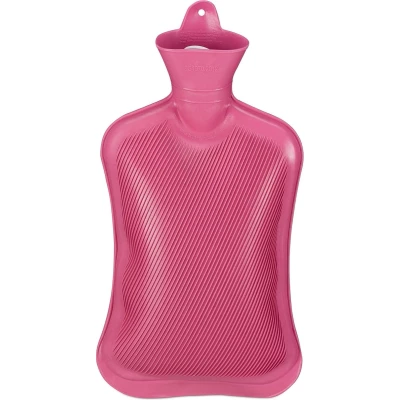 Afbeelding van Relaxdays kruik rubber bedkruik warmwaterkruik waterkruik zonder hoes 2 liter
