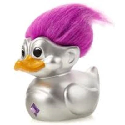 Afbeelding van Numskull TUBBZ Badeend Trolls Zilveren trol (grijs met paars haar) (Eerste Editie) 9cm CONFIDENTIAL