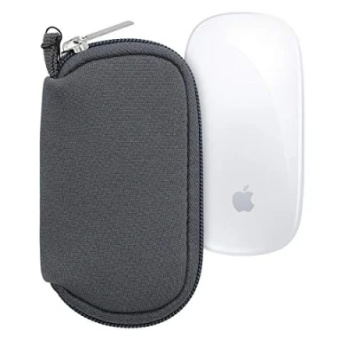 Afbeelding van kwmobile computermuis hoes geschikt voor Apple Magic Mouse 1 / 2 hoesje Muis beschermhoes met rits case van neopreen in grijs