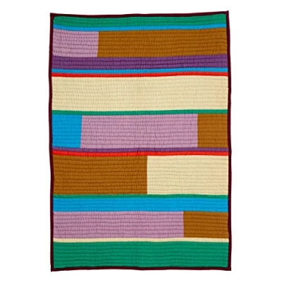 Afbeelding van Hübsch Pavilion Plaid Block Purple/Multicolour 140 x 200 cm