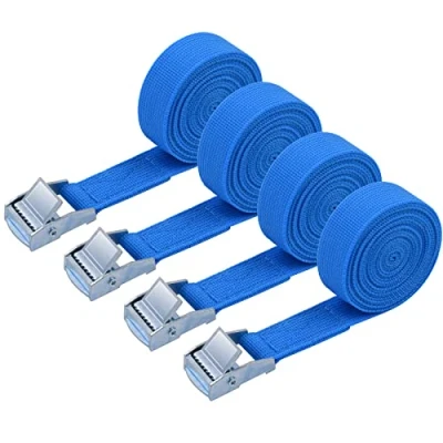 Afbeelding van URAQT 4 stuks spanbanden, 2 m x 20 mm, bevestigingsset met spangesp, voor motorfiets, auto, fietsendrager, trekkracht: 500 kg/stuk.