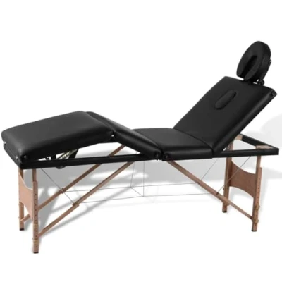 Afbeelding van vidaXL Inklapbare massagetafel 4 zones met houten frame (zwart)