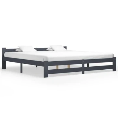 Afbeelding van Bedframe massief grenenhout donkergrijs 200x200 cm