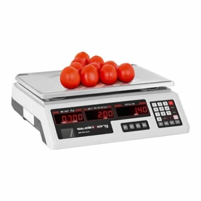 Afbeelding van Steinberg Professionele elektronische gewichtsweegschaal SBS PW 402CR (niet goedgekeurd, 0 40 kg, ±2 g, 33 x 23 cm, 6 schermen, 7 geheugenruimtes, roestvrijstalen dienblad)