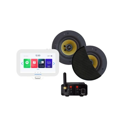 Afbeelding van N Joy badkamerradio met controller (IPX7), wand lader, Rumba speaker set zwart en bluetooth versterker 30 WATT