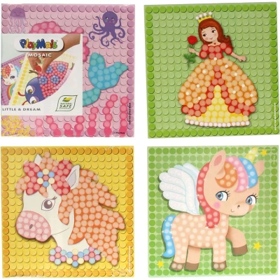 Afbeelding van PlayMais Mosaic Kaarten Versieren Meisjes Set, 24st.