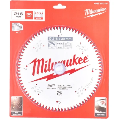 Afbeelding van Milwaukee ALU Zaagblad 216 X 30 Mm Voor Hout (80 Tanden) Tbv Aluminium