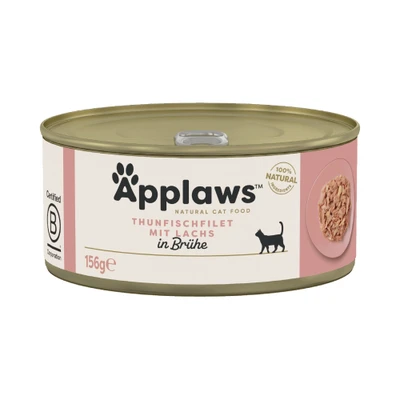 Afbeelding van Applaws in Bouillon 6 x 156 g Kattenvoer Tonijnfilet &amp; Zalm