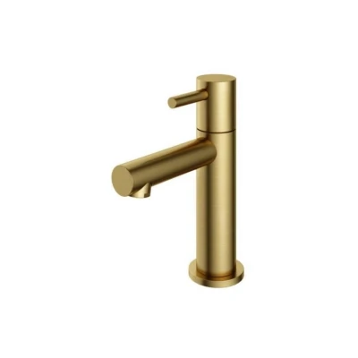 Afbeelding van HotBath Dude Fonteinkraan opbouw L uitloop 8.5cm PVD Geborsteld messing