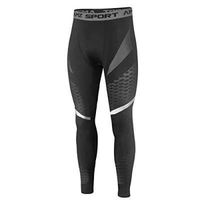 Afbeelding van AMZSPORT Compressiebroek voor heren, droog en koel hardlopen, sport, gym, nieuwe generatie, Zwart 116002