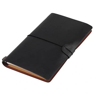 Afbeelding van Asixx reisdagboek, 5 kleuren, klassiek, PU leer, gepersonaliseerde kalender, navulbaar notitieblok (zwart)