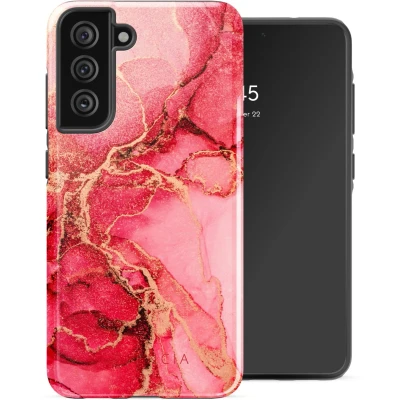 Afbeelding van Selencia Hoesje Geschikt voor Samsung Galaxy S21 FE Vivid Backcover Rosy Marble